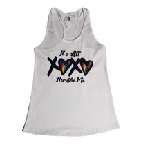 Load image into Gallery viewer, Her. She. Me. “It’s All Love” Racerback Tank

