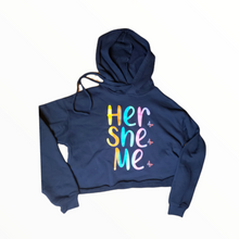 Load image into Gallery viewer, Her. She. Me. Painted Palette Cropped Hoodie
